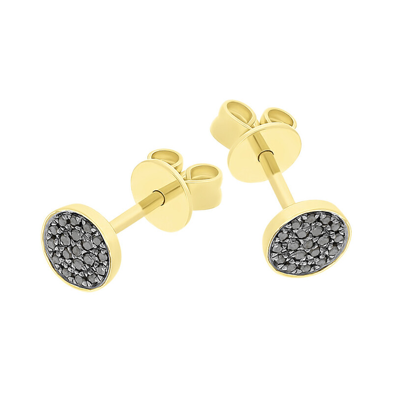 Zlaté náušnice kruhy s černými diamanty/puzeta AW 66697 Y-05793 Y-BL ryzost 585