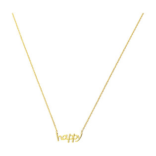 Naszyjnik pozłacany HAPPY napis/anker PW372-1 GOLD próba 925