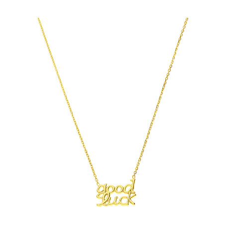 Naszyjnik pozłacany napis GOOD LUCK /anker PW382-1 GOLD próba 925