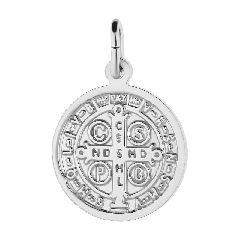Stříbrný benediktinský medailonek 15mm NI CI1712 rhodiovaný ryzost 925