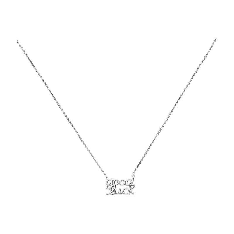 Naszyjnik srebrny napis GOOD LUCK/anker PW382-1 ROD próba 925