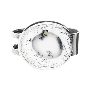 Bransoleta srebrna agat dendrytowy Turcja GX MINERALS GX-agden-21 bangle próba 925