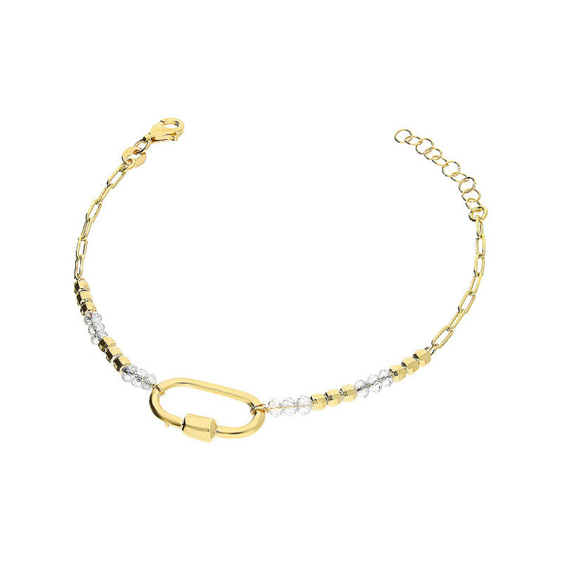 Bransoleta owal ram+kulki+szkło/anker long PW359 GOLD próba 925