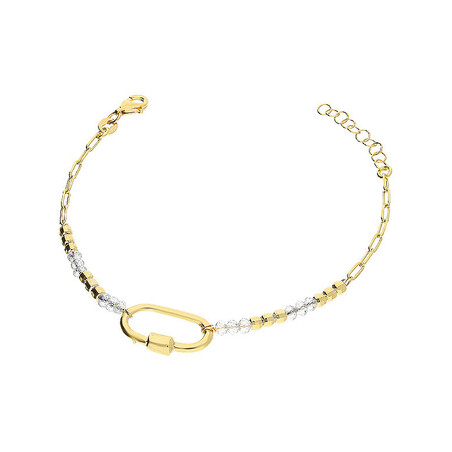 Bransoleta owal ram+kulki+szkło/anker long PW359 GOLD próba 925
