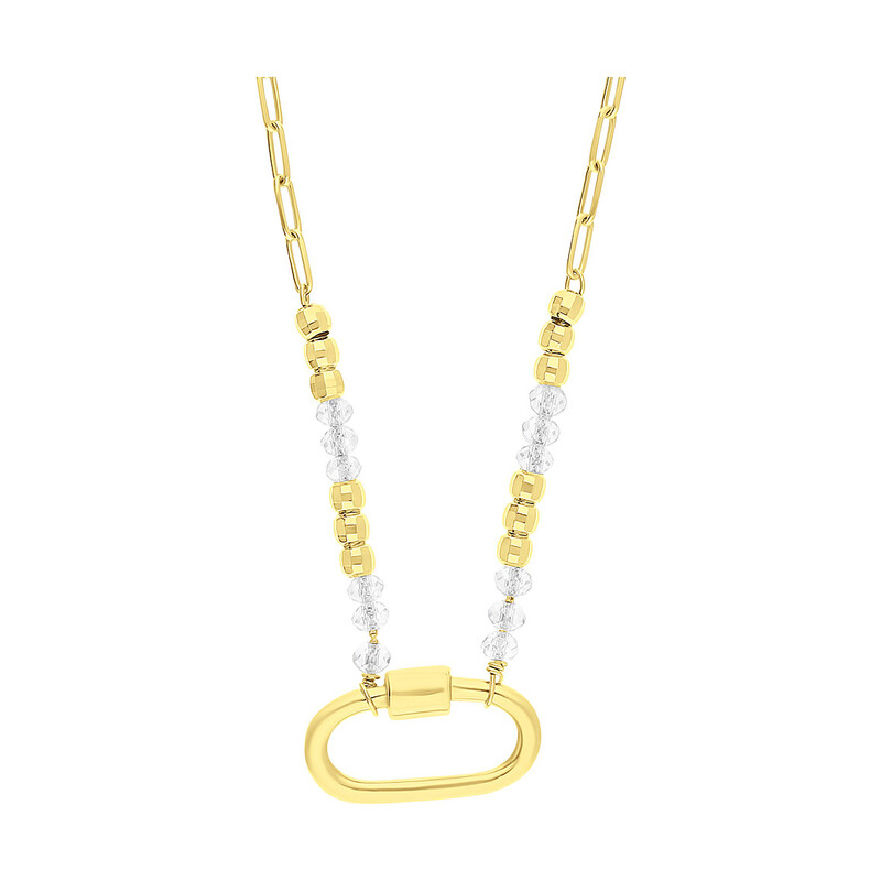 Naszyjnik pozłacany owal i kulki/anker long PW359 GOLD próba 925