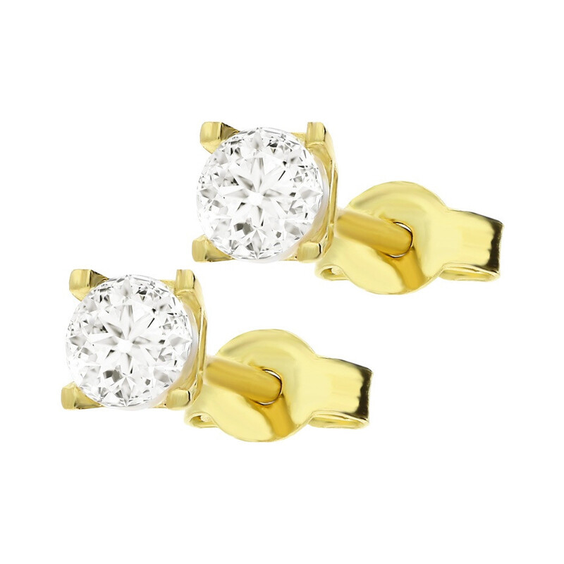 Kolczyki złote z białą cyrkonią 3 mm/sztyft MZ T5-E-OS-1-3,00mm-CZ próba 585