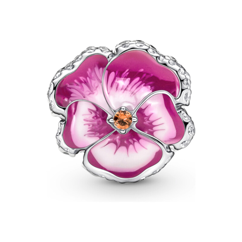 Charms Pandora z różowym bratkiem PE 790777C01 próba 925