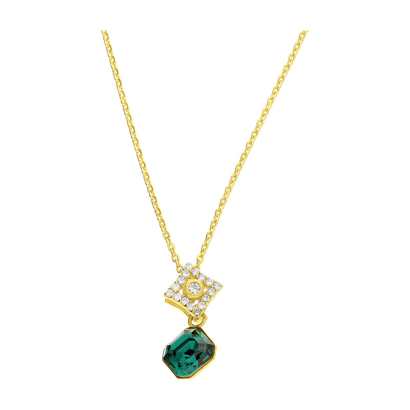 Naszyjnik pozłacany SPARK z zielonym kryształem Swarovski CQ NCG44806EM próba 925