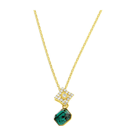Naszyjnik pozłacany SPARK z zielonym kryształem Swarovski CQ NCG44806EM próba 925