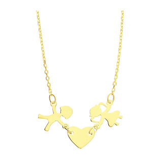 Naszyjnik złoty chłopiec, dziewczynka i serce/anker OS 249-09617-CL próba 585