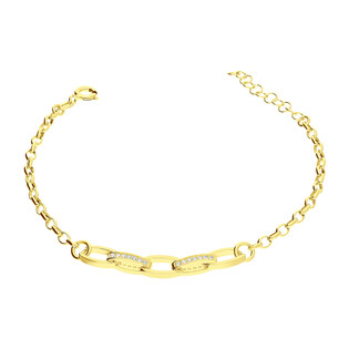 Bransoleta pozłacana zaplecione owale z cyrkoniami/rolo PW405 GOLD próba 925