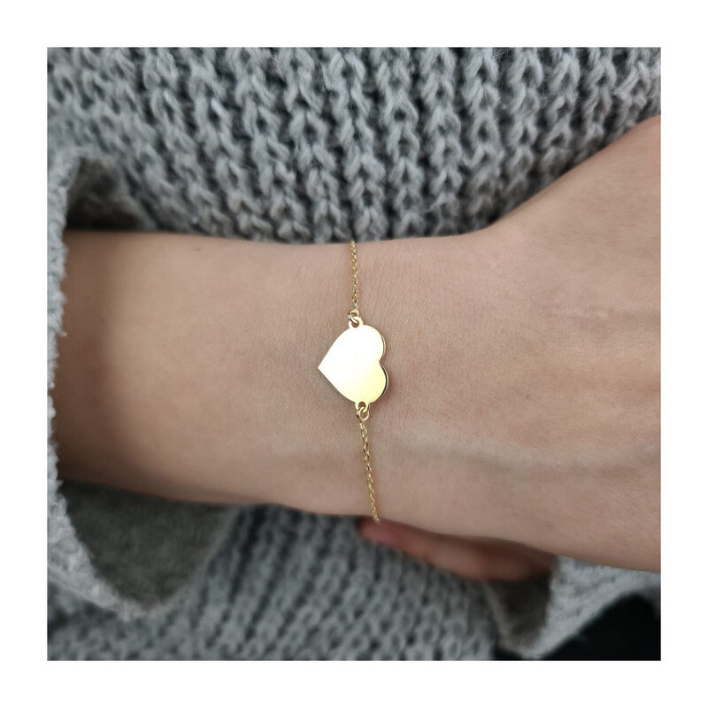 Pozlacený náramek srdce hladké/anker PW407 GOLD ryzost 925