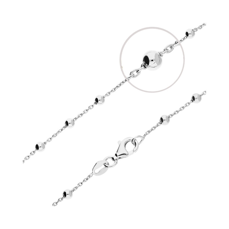 Łańcuszek srebrny fantazja anker z kulkami bead  NI CAF-FOR 035F ROD próba 925