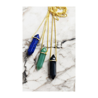 Naszyjnik pozłacany z zielonym awenturynem/rolo AT435-GR GOLD próba 925