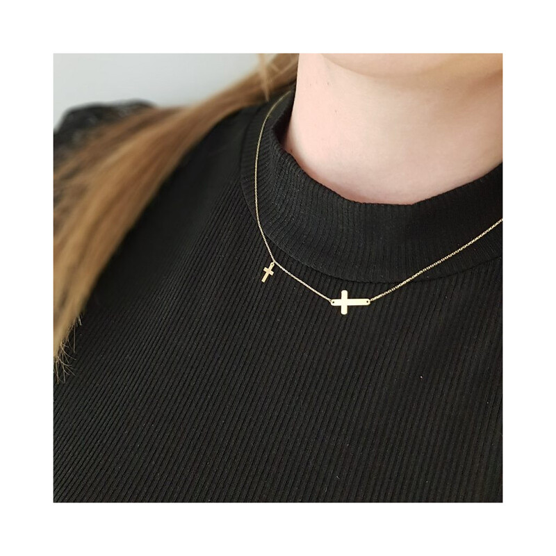Zlatý náhrdelník celebrity s křížky MZ T23-N-0218-11-LZ AU 585