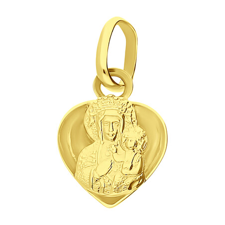 Medalik złoty Częstochowska w żłobionym sercu BC M-1216m próba 585