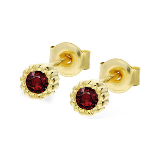 Kolczyki złote czerwona cyrkonia w oprawie bead/sztyft NB NK236 RB BEADS próba 375