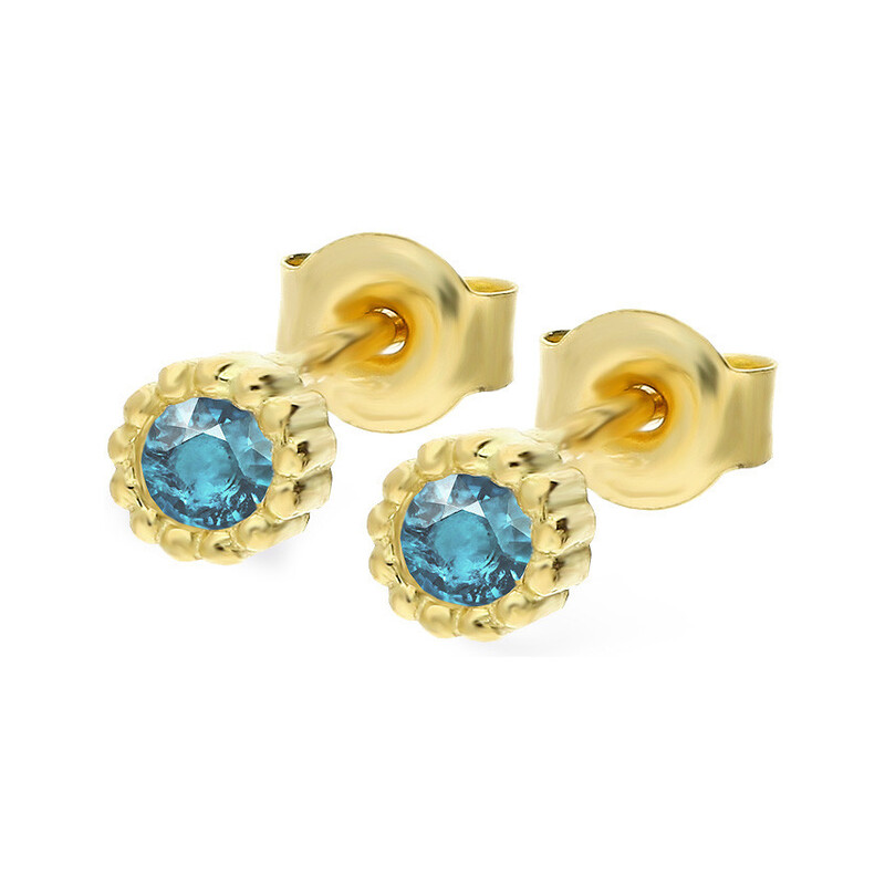 Kolczyki cyrkonia topaz oprawa bead/sztyf NB NK236 TOP BEADS próba 375
