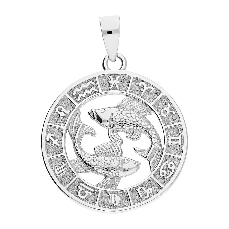 Zodiak srebrny ryby w kółku AT370 ryby próba 925