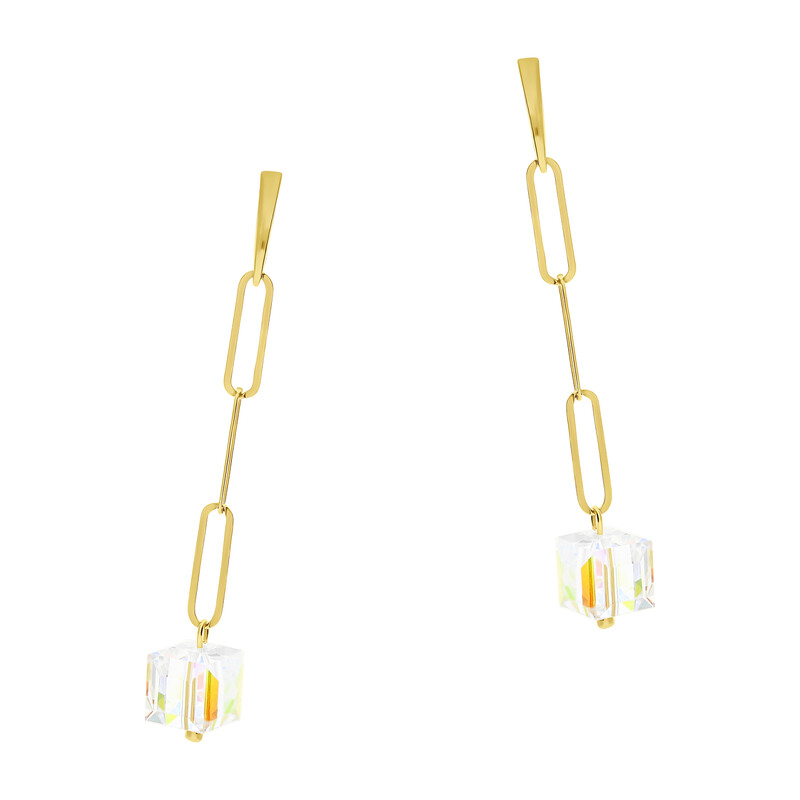 Kolczyki pozłacane SPARK z białymi kryształami Swarovski  CQ KDG560110AB próba 925