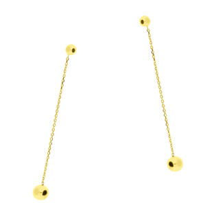 Kolczyki pozłacane wypukła kulka na łańcuszku anker/sztyft PW NEW 231 GOLD próba 925