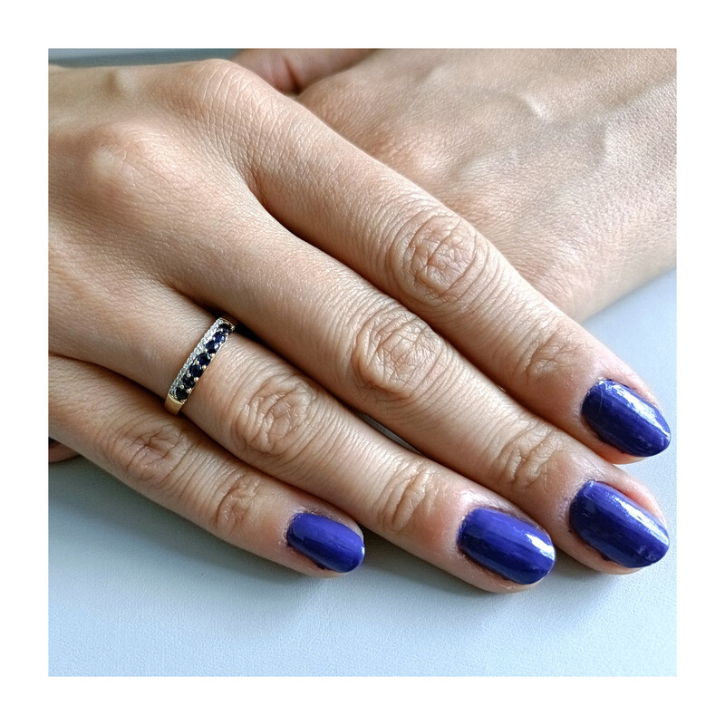 Zlatý prsten se safírem a diamanty LC JR10387-JE5317-SA line ryzost 585