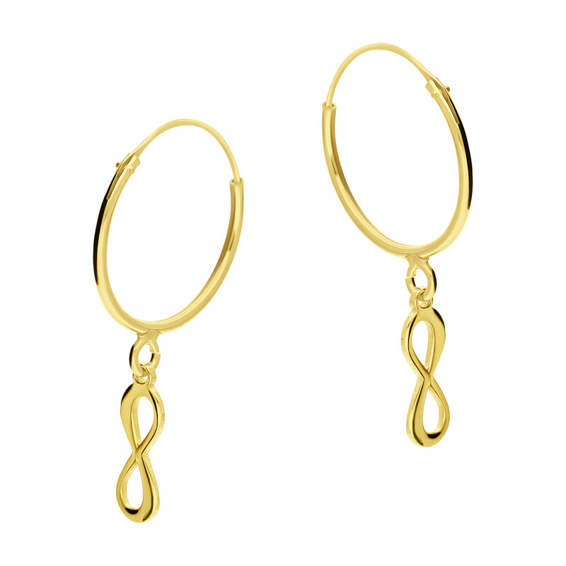 Kolczyki pozłacane kółka szarniry z infinity PW 254 GOLD próba 925