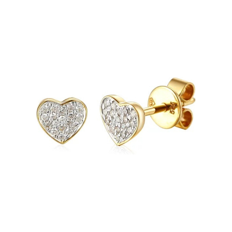 Kolczyki złote serce z białymi diamentami/sztyft AW 66698-05794 Y próba 585