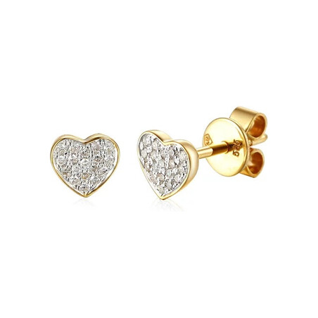 Kolczyki złote serce z białymi diamentami/sztyft AW 66698-05794 Y próba 585