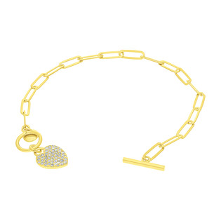Bransoleta pozłacana CHARMING serce z cyrkoniami/anker long  PW NEW 203 GOLD próba 925