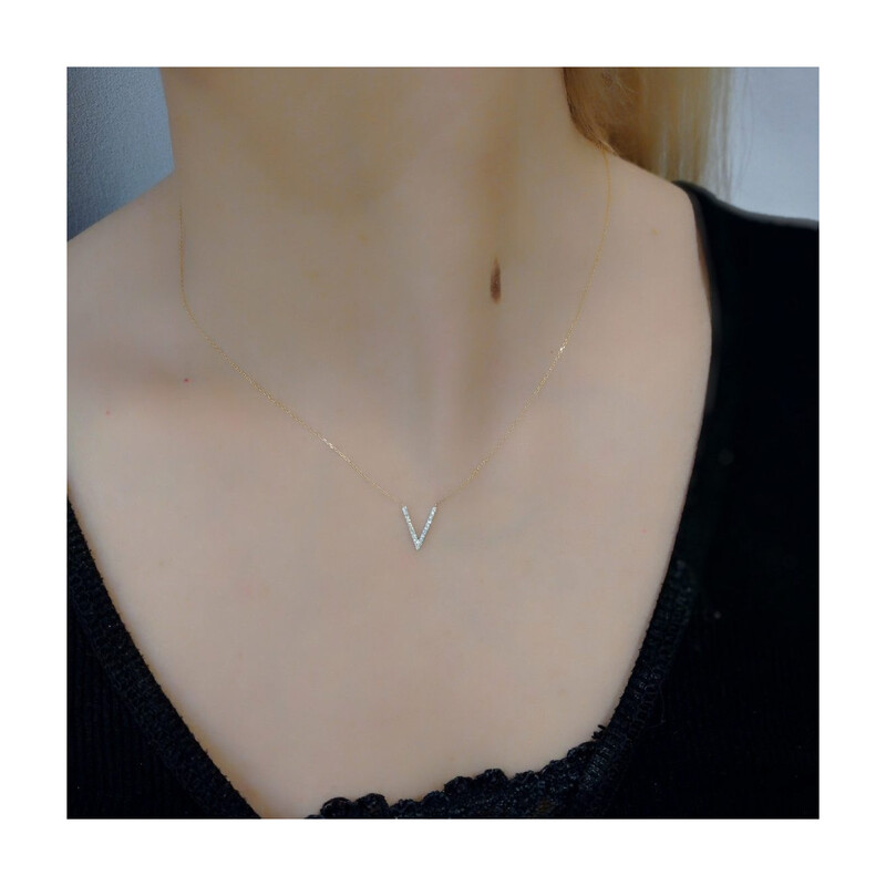 Náhrdelník Wishbone-0,07ct/anker AW 05776 Y ryzost 585