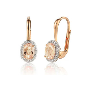 Kolczyki morganit 0,95ct bryl.0,09ct/big. AW 62898 R-MO owal Markiza próba 585