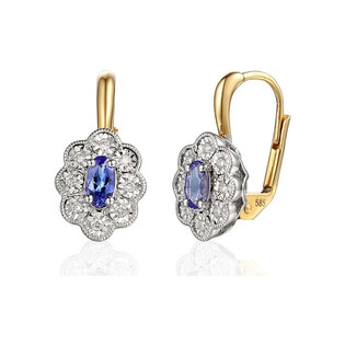 Kolczyki tanzanit 0,49ct bryl 0,10ct/bigi AW 63665 YW-TA KATE Magic próba 585