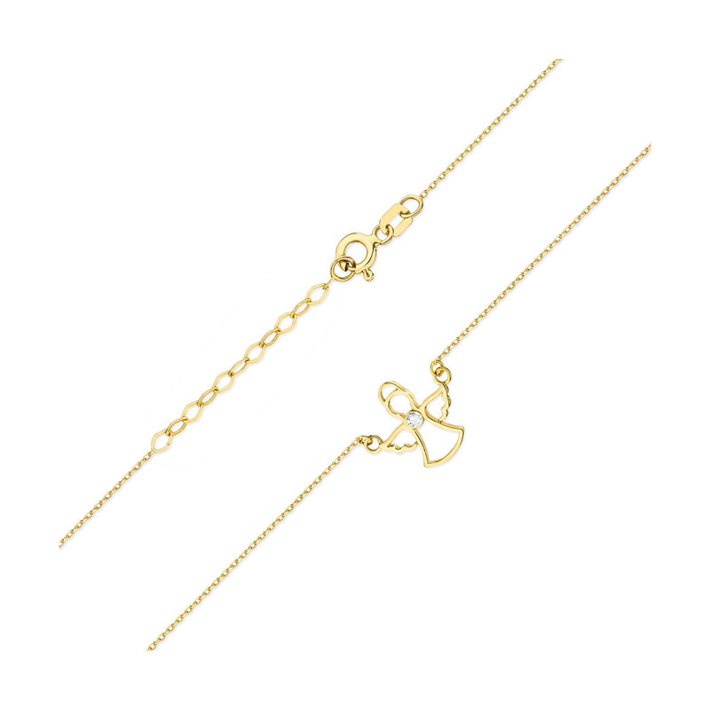 Zlatý náhrdelník anděl s diamantem/anker BE C-044 ryzost 585