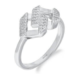 Pierścionek srebrny zaplecione romby z cyrkoniami PA029 próba 925
