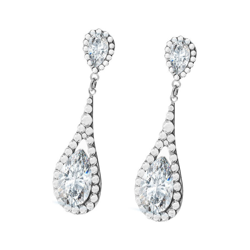 Srebrne kolczyki wiszące GRACE z kryształami Swarovski RD 742-1 crystal próba 925 Sezam - 1