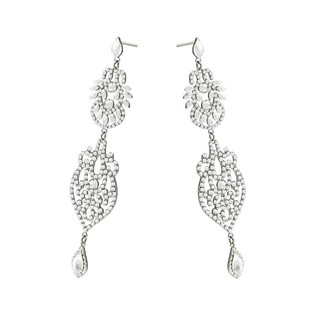 Wiszące kolczyki srebrne GRACE z kryształkami Swarovski RD 739+743-1 crystal próba 925 Sezam - 1