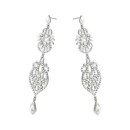 Wiszące kolczyki srebrne GRACE z kryształkami Swarovski RD 739+743-1 crystal próba 925 Sezam - 1