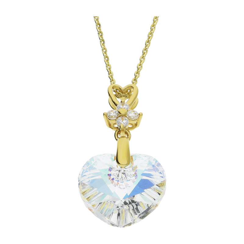 Naszyjnik pozłacany SPARK kryształ Swarovski w kształcie serca i cyrkonie CQ NCG622814AB próba 925