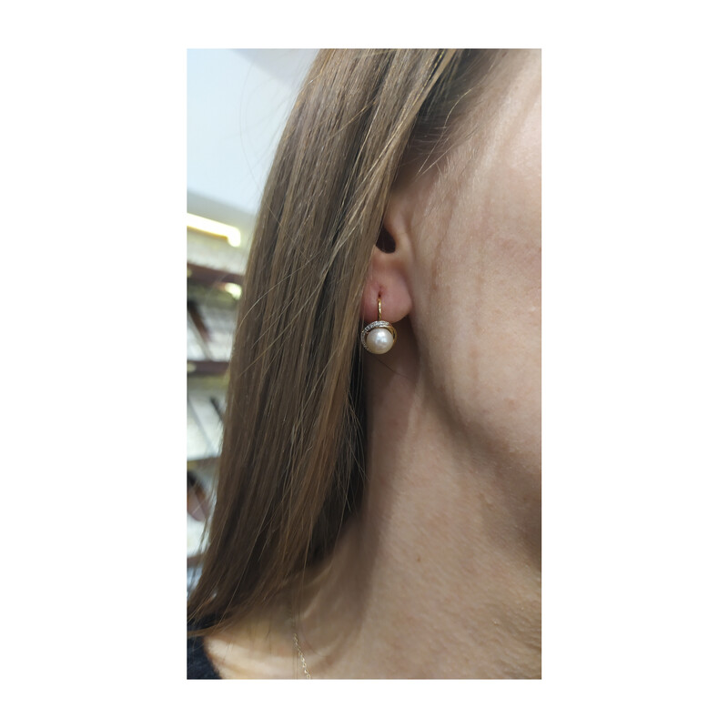Náušnice perla+bril. 0,06ct-bigiel zam. AW 34407 Y ryzost 585