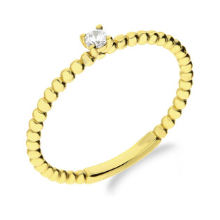 Pierścionek pozłacany z kulkami bead i cyrkonią JA1105 GOLD próba 925
