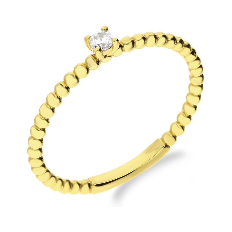 Pierścionek pozłacany z kulkami bead i cyrkonią JA1105 GOLD próba 925