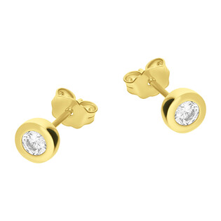 Kolczyki złote cyrkonia w okrągłej oprawie/sztyft MZ T23-E-1275-3,25mm-CZ próba 585