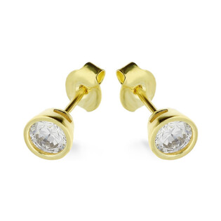 Kolczyki złote cyrkonia w okrągłej oprawie/sztyft MZ T5-E-OS-3-4mm-CZ próba 375