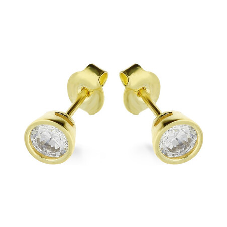 Kolczyki złote cyrkonia 3,5mm gł.oprawa/sztyft MZ T5-E-OS-3-3,50mm-CZ próba 375