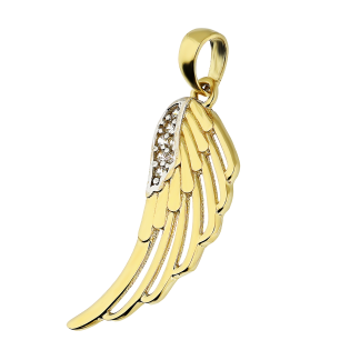 Zlatý přívěsek křídlo se zirkony ryzost 375 | iSezam.cz