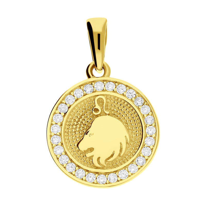Złoty zodiak lew MZ T23-P-2078-YW-CZ koło próba 375