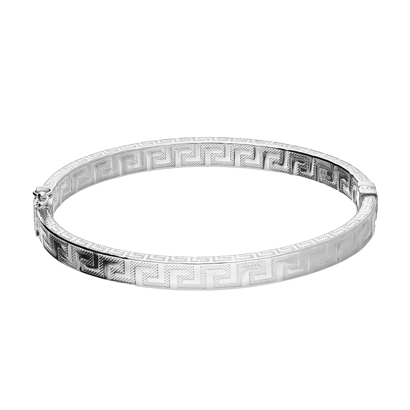 Stříbrný náramek bangle se vzorem řeckého klíče ryzosti 925