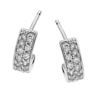 Stříbrné náušnice půlkruh se zirkony | iSezam.cz