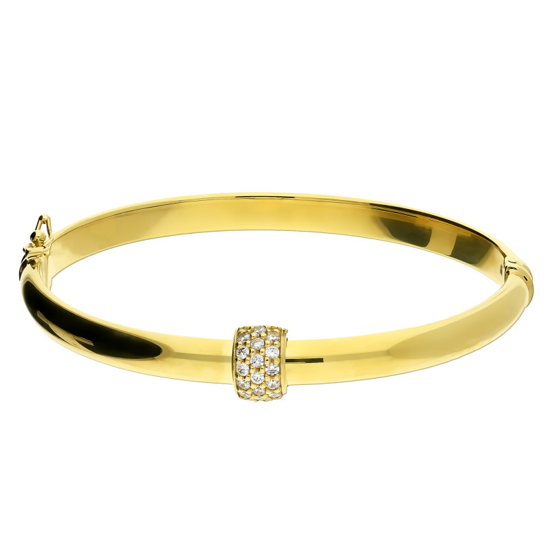 Zlatý Bangle Náramek Zirkony stříbro 925 - iSezam.cz